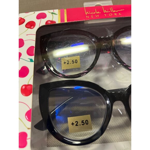 Nicole Miller Reading Glasses Blue Light 2 Pair +2.50 Black Tortoise - Picture 15 of 15
